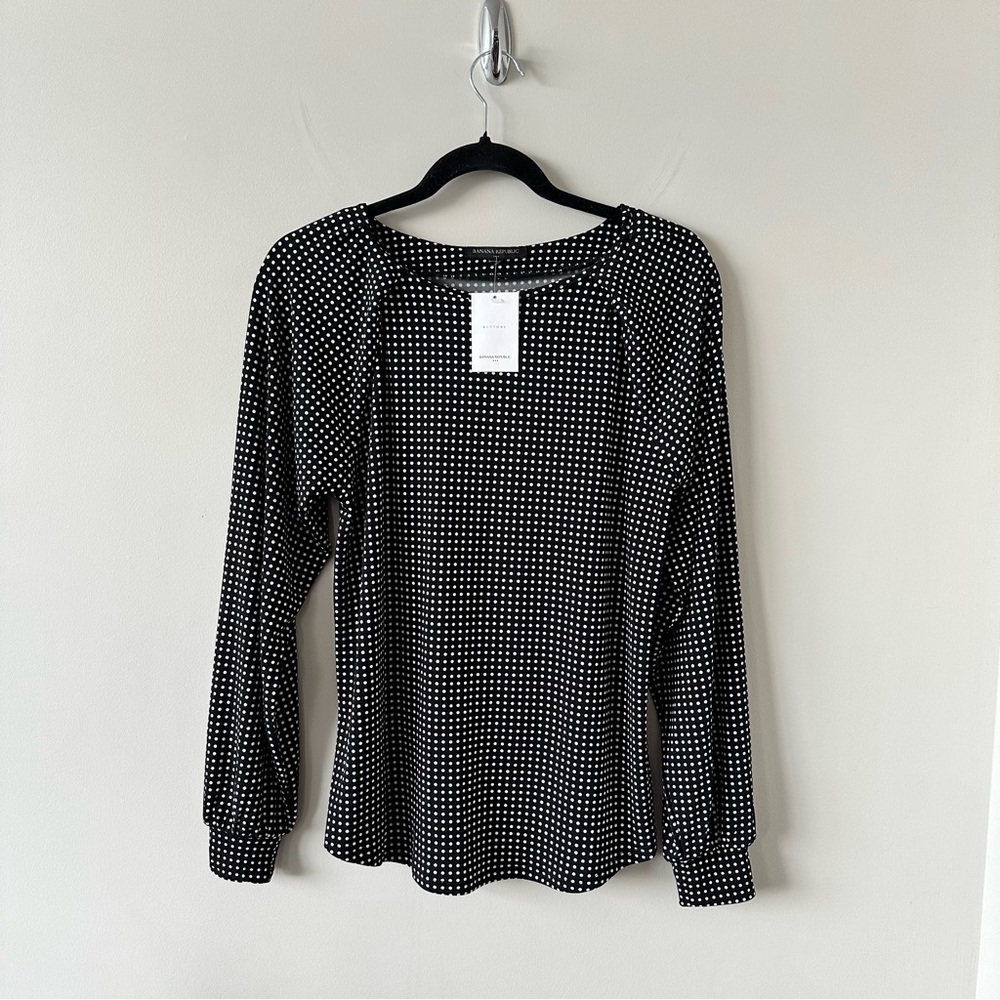 Banana Republic-Polka Dot Long Sleeve Top (Size:Small)
